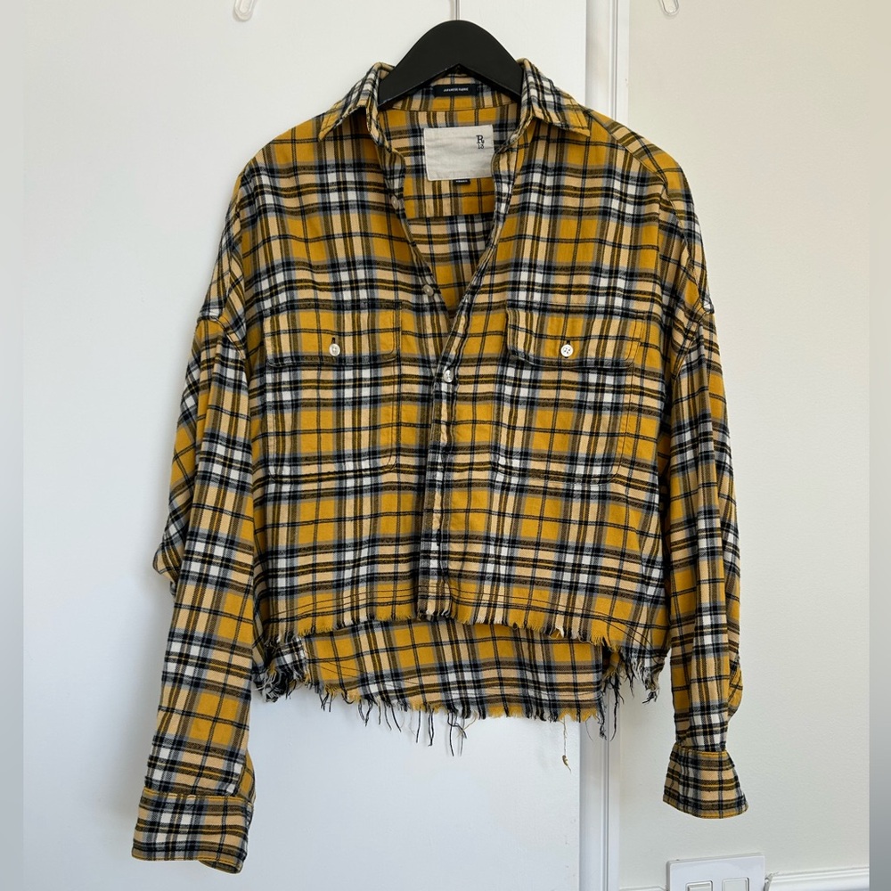 R13 checked yellow shirt size XS